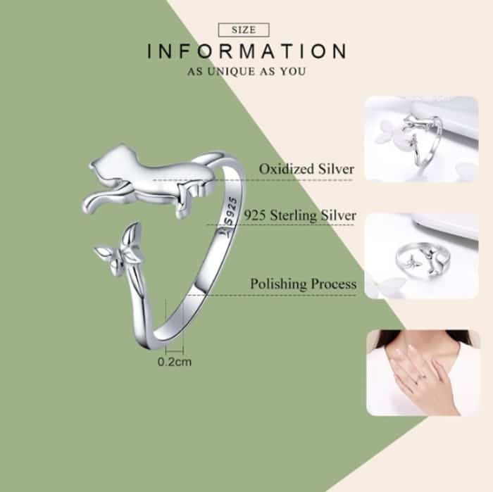 S925 Sterling Silber Ring Cats Companion Fashion Ring – Bild 6