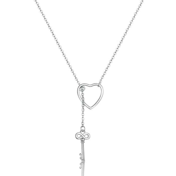 Einfache herzförmige weibliche Halskette S925 Sterling Silber Halskette – Bild 1