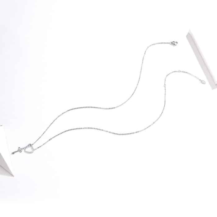 Einfache herzförmige weibliche Halskette S925 Sterling Silber Halskette – Bild 3