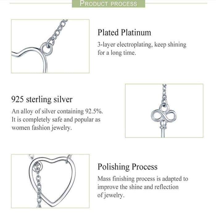 Einfache herzförmige weibliche Halskette S925 Sterling Silber Halskette – Bild 4
