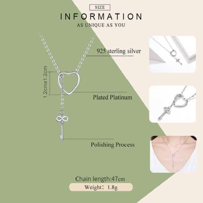 Einfache herzförmige weibliche Halskette S925 Sterling Silber Halskette – Bild 5