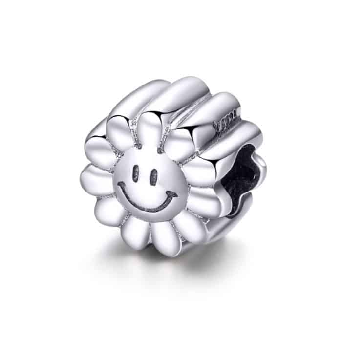 S925 Sterling Silber Sunflower Smile Schmuck Perle Smiley Anhänger – Bild 1