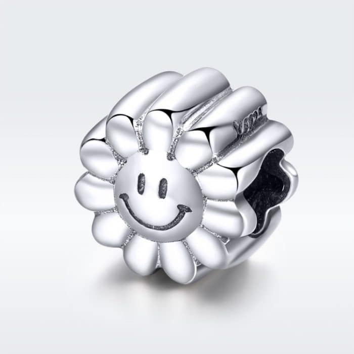 S925 Sterling Silber Sunflower Smile Schmuck Perle Smiley Anhänger – Bild 2