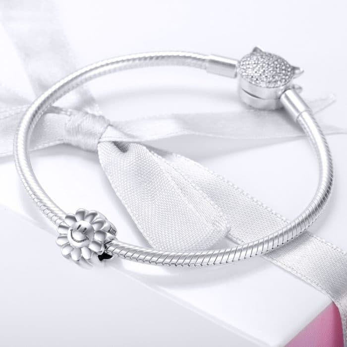 S925 Sterling Silber Sunflower Smile Schmuck Perle Smiley Anhänger – Bild 6