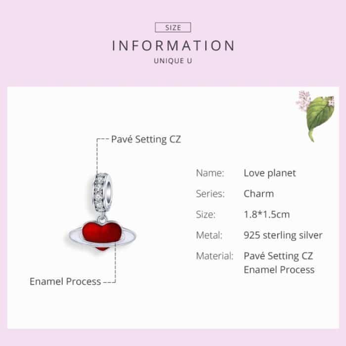 S925 Sterling Silber Anhänger Red Love Planet DIY Armband Schmuck Zubehör – Bild 5