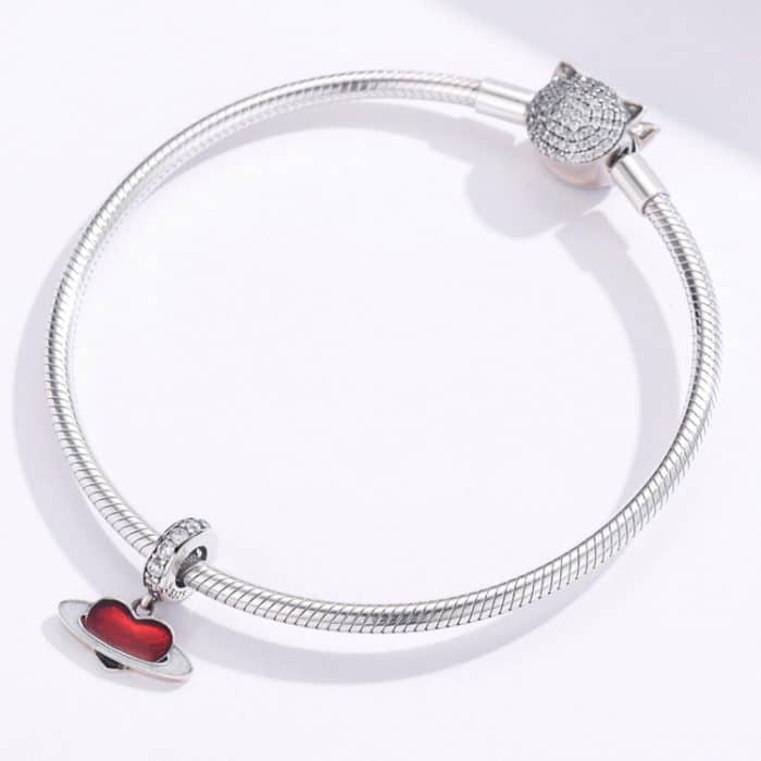 S925 Sterling Silber Anhänger Red Love Planet DIY Armband Schmuck Zubehör – Bild 7