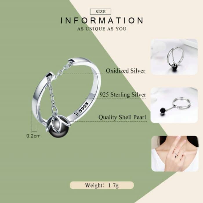 S925 Sterling Silber Open Pearl Ring – Bild 7