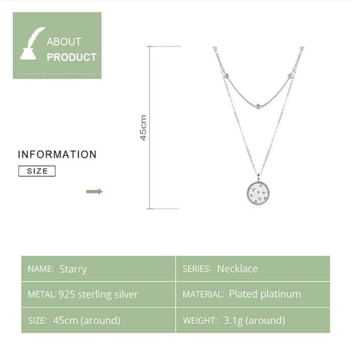 S925 Sterling Silber platinierte Halskette Double Layer Small Star Light Silber Halskette – Bild 5