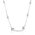 Sun Moon Shining S925 Halskette aus Sterlingsilber Rosévergoldete Zirkonkette