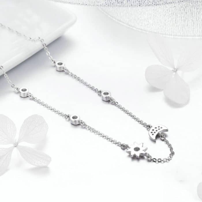 Sun Moon Shining S925 Halskette aus Sterlingsilber Rosévergoldete Zirkonkette – Bild 2