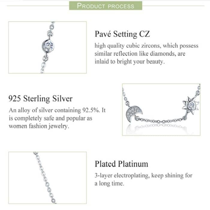 Sun Moon Shining S925 Halskette aus Sterlingsilber Rosévergoldete Zirkonkette – Bild 4