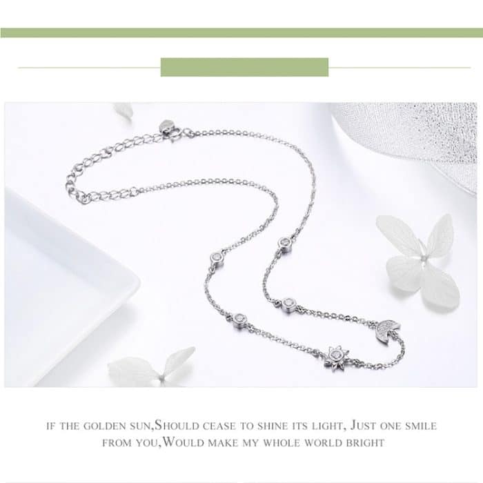 Sun Moon Shining S925 Halskette aus Sterlingsilber Rosévergoldete Zirkonkette – Bild 5