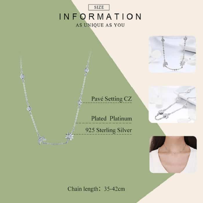 Sun Moon Shining S925 Halskette aus Sterlingsilber Rosévergoldete Zirkonkette – Bild 6