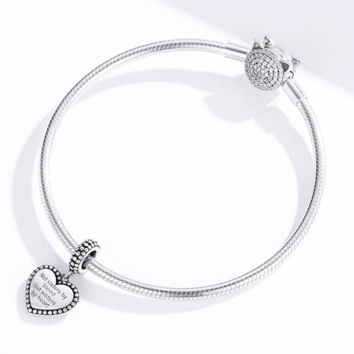 Liebe Schwestern Sterling Silber Anhänger DIY Armband Zubehör Herzförmige Buchstaben Retro Charm – Bild 7
