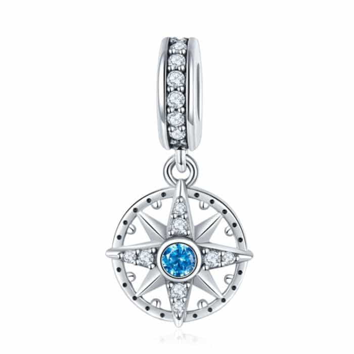 S925 Sterling Silber Anhänger Kompass Halskette Anhänger – Bild 1