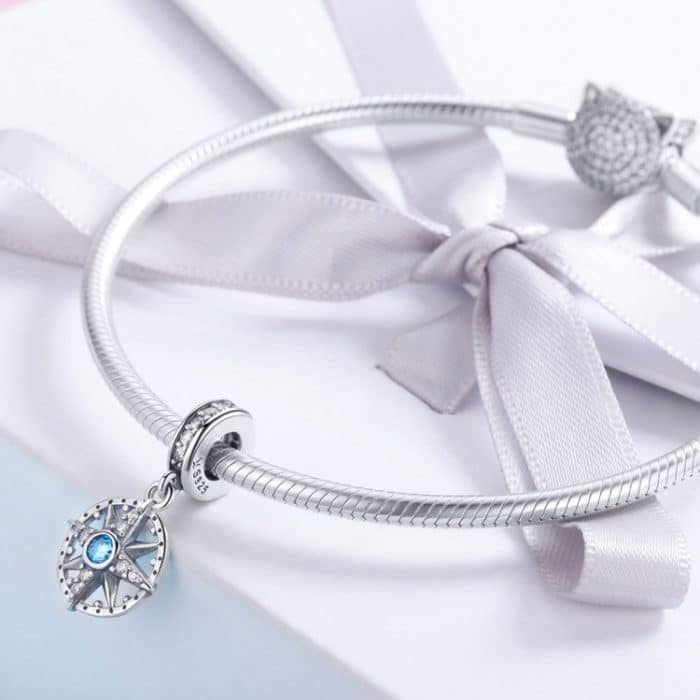 S925 Sterling Silber Anhänger Kompass Halskette Anhänger – Bild 6