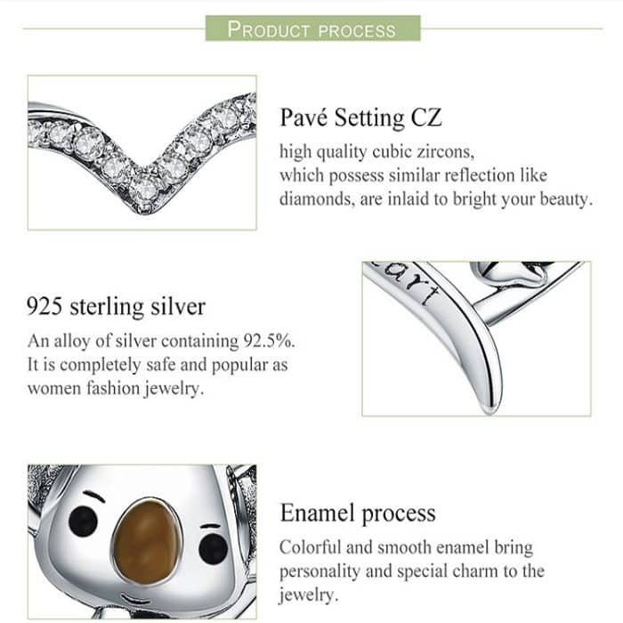 Niedliche Koala S925 Sterling Silber Lady Halskette – Bild 4