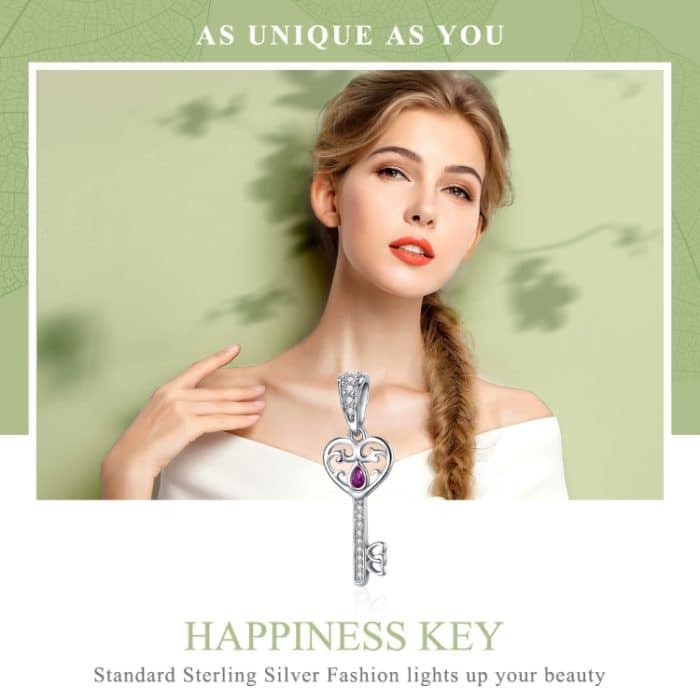 S925 Sterling Silber Happiness Key Anhänger Charm Zubehör – Bild 3