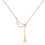 Star Moon S925 Sterling Silber Rose Gold Plated Halskette