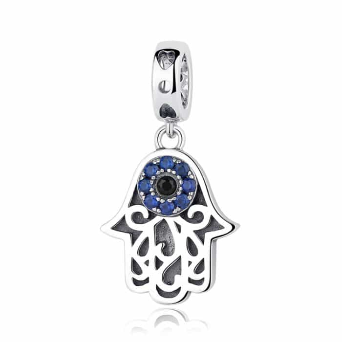S925 Sterling Silber Perlen Evil Eye God Hand Persönlichkeitszauber – Bild 1