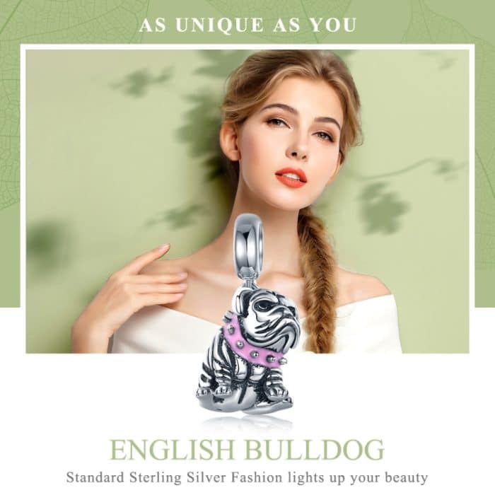 S925 Sterling Silber Perlen Bulldogge Charm Zubehör Armband Zubehör – Bild 3