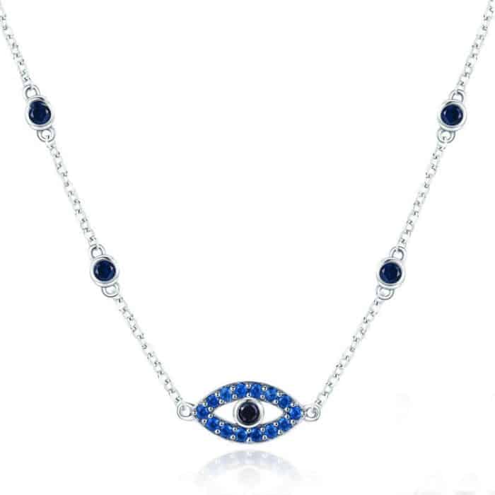 Magic Eye S925 Sterling Silber Halskette Damen Blue Eye Intarsien Zirkon Halskette – Bild 1