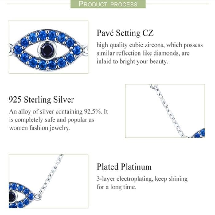 Magic Eye S925 Sterling Silber Halskette Damen Blue Eye Intarsien Zirkon Halskette – Bild 4