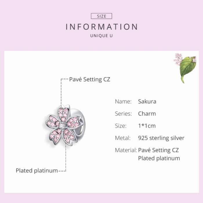 S925 Sterling Silber platiniert rosa Blume lose Perlen DIY Armband Zubehör – Bild 5