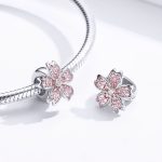 S925 Sterling Silber platiniert rosa Blume lose Perlen DIY Armband Zubehör – Bild 6