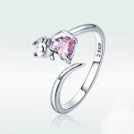 S925 Sterling Silber Cute Cat Diamond Ring