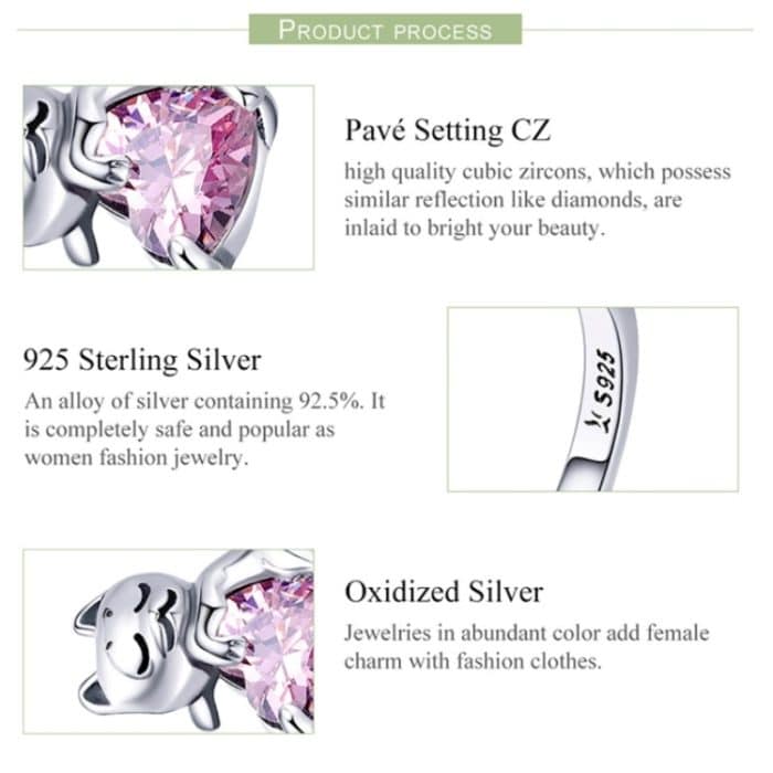 S925 Sterling Silber Cute Cat Diamond Ring – Bild 6