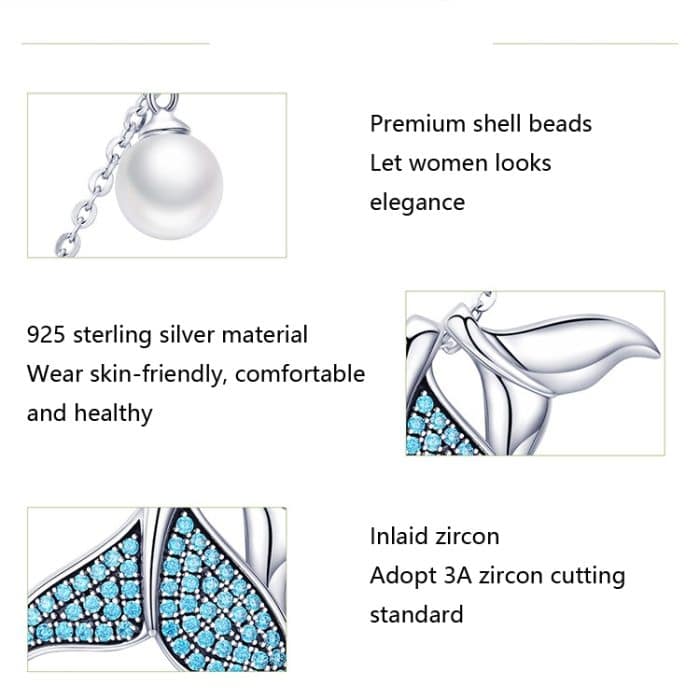 Meerjungfrau Tränen S925 Sterling Silber Halskette Ocean Shell Pearl Fish Schwanz Halskette – Bild 4