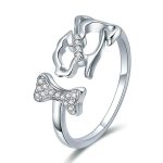 S925 Sterling Silber Ring Hundebegleiter eingelegter Zirkonring