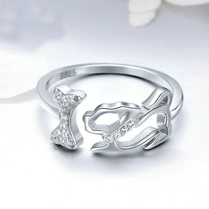 S925 Sterling Silber Ring Hundebegleiter eingelegter Zirkonring – Bild 5