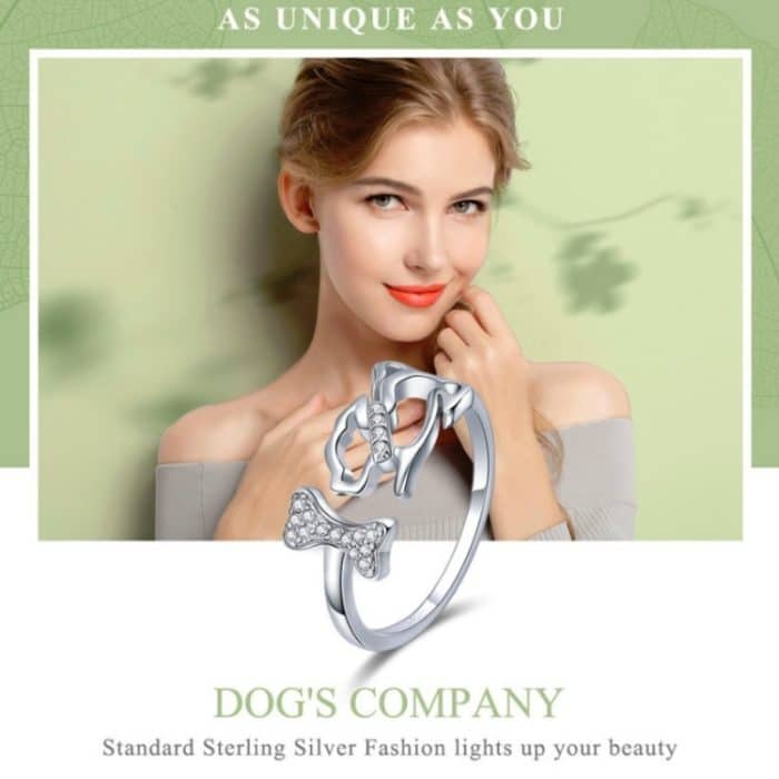 S925 Sterling Silber Ring Hundebegleiter eingelegter Zirkonring – Bild 6