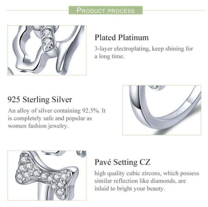 S925 Sterling Silber Ring Hundebegleiter eingelegter Zirkonring – Bild 8
