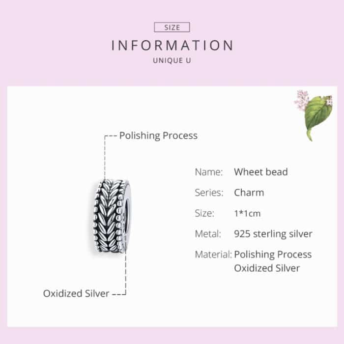 S925 Sterling Silber Weizen Ohren Perlen Retro Perlen DIY Mädchen Armband Zubehör – Bild 5