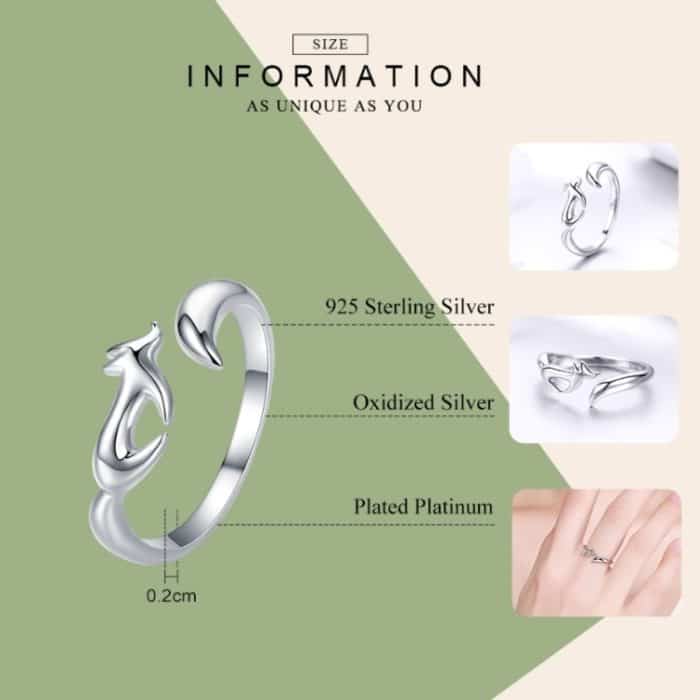 S925 Sterling Silber Ring Little Fox Zirkon Ring – Bild 7