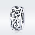 S925 Sterling Silber Vintage Curly Grass Muster Liebe herzförmige Perlen – Bild 2