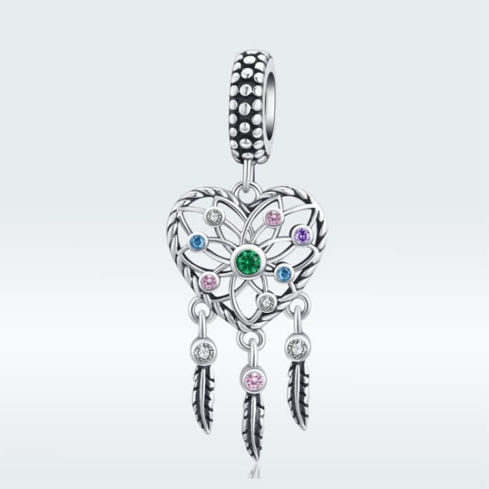 S925 Sterling Silber Liebe Quaste Traumfänger Anhänger DIY Armband Zubehör – Bild 2