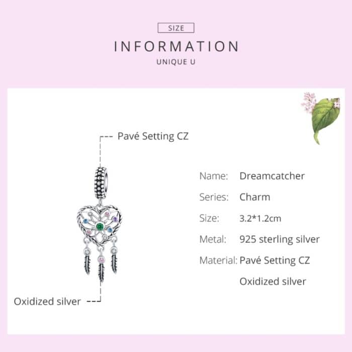 S925 Sterling Silber Liebe Quaste Traumfänger Anhänger DIY Armband Zubehör – Bild 5