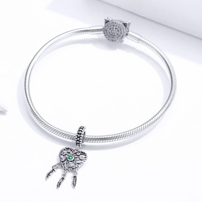 S925 Sterling Silber Liebe Quaste Traumfänger Anhänger DIY Armband Zubehör – Bild 7