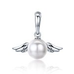 S925 Sterling Silber Anhänger Flügel Engel Muschel Perle Charme DIY Perlen Armband Zubehör