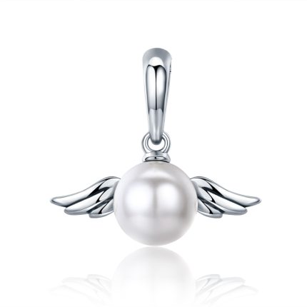 S925 Sterling Silber Anhänger Flügel Engel Muschel Perle Charme DIY Perlen Armband Zubehör