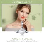 S925 Sterling Silber Anhänger Flügel Engel Muschel Perle Charme DIY Perlen Armband Zubehör – Bild 4