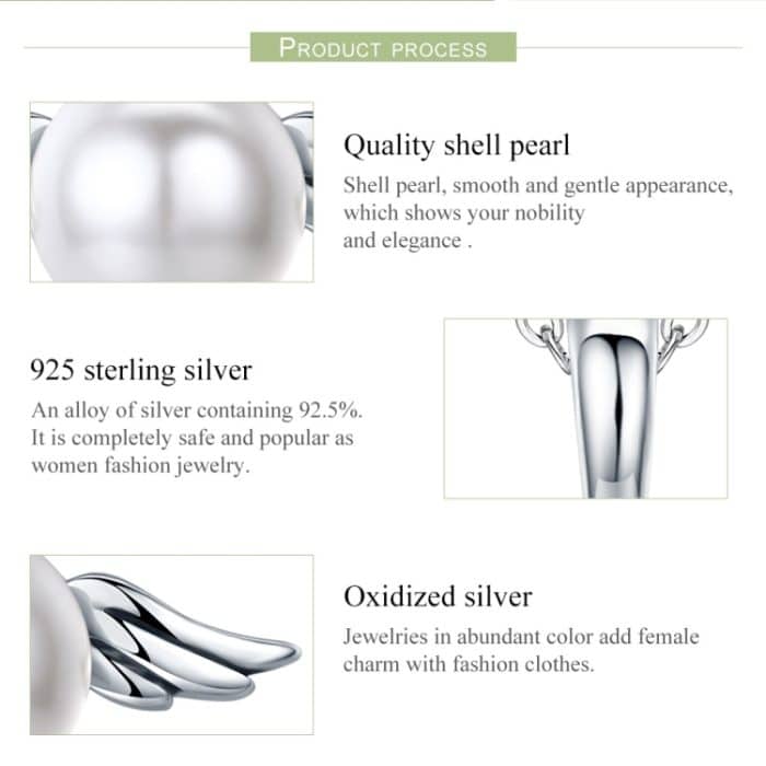 S925 Sterling Silber Anhänger Flügel Engel Muschel Perle Charme DIY Perlen Armband Zubehör – Bild 5