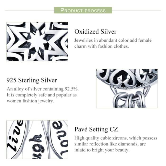 S925 Sterling Silber Hohl Herzförmiges Muster Lose Perlen DIY Armband Brief Perlen – Bild 4