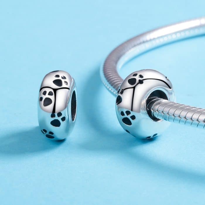 S925 Sterling Silber Haustier Impressum Diamant Perlen DIY Armband Zubehör – Bild 5