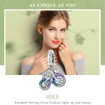 S925 Sterling Silber Fahrrad Anhänger Farbe eingelegte Zirkon Perlen DIY Armband Charm Zubehör – Bild 3