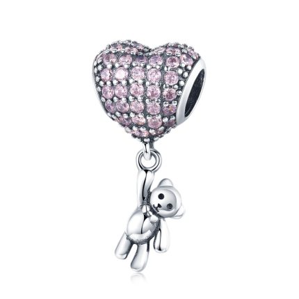 S925 Sterling Silber Bär Ballon herzförmige eingelegte Zirkonium Diamant DIY Perlenarmband Zubehör